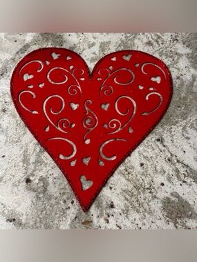 Red Decorative Heart Wall Accent